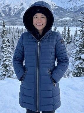 Pajar Navy Quilted Hooded Ski Jacket